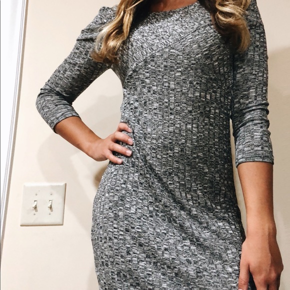 Dresses & Skirts - Quarter sleeve grey fitted sweater dress